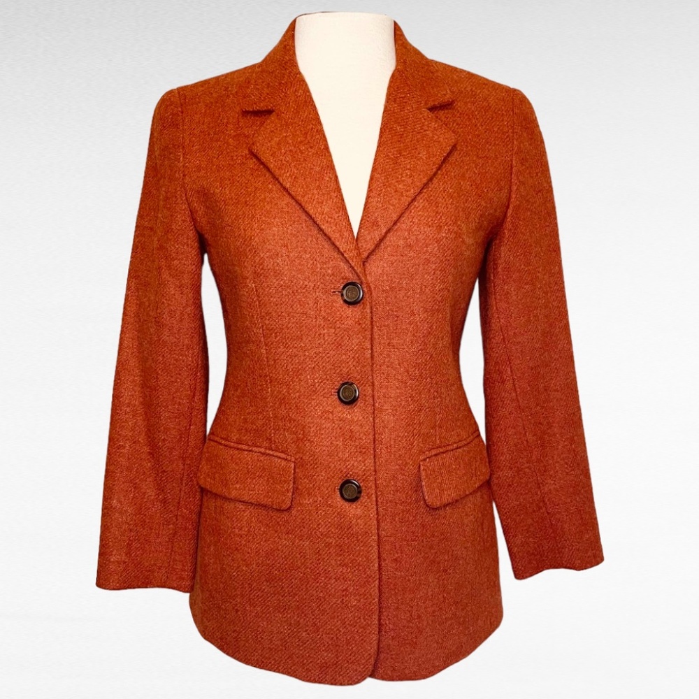 Talbots Orange/Rust 100% Wool 3-Button Blazer Size 2P